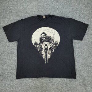 Grim Reaper Shirt Men's XL Black Motorcycle Graphic Tee Crew Neck Short Sleeve